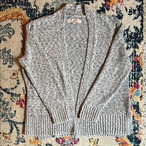 LOFT Gray Cardigan Sweater Open Front Knit